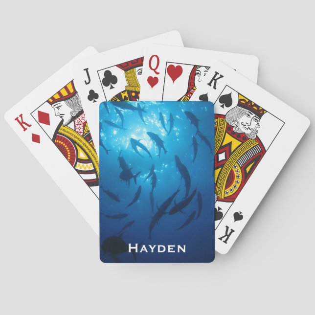 Fish Shoal and Sunlight Under the Sea Personalised Poker Cards (Back)