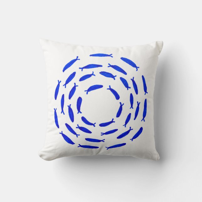 Fish Shoal Circle illustration | Bait Ball Round  Throw Pillow (Front)
