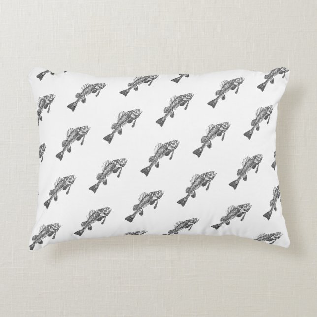 Fish skeleton accent pillow (Front)