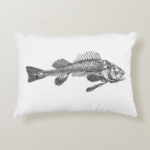 Fish skeleton accent pillow