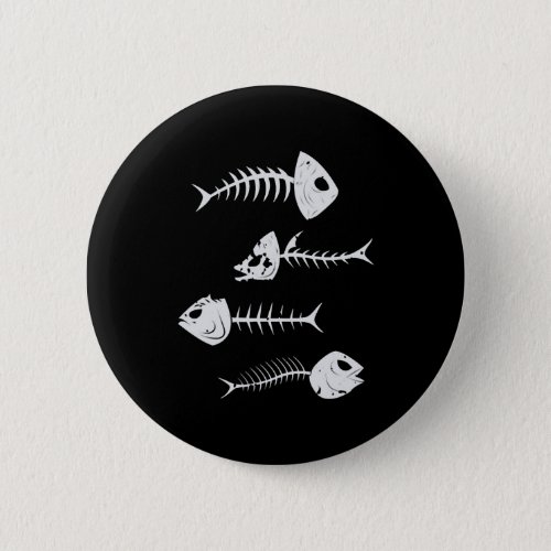Fish Skeleton Fishing Bones Halloween Button