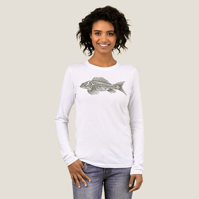 Fish Skeleton Fishing Design Tri-Blend Shirt (Front Full)