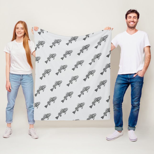 Fish skeleton fleece blanket (In Situ)
