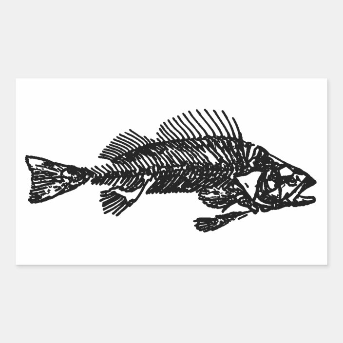 Fish Skeleton Logo (black) Rectangular Sticker
