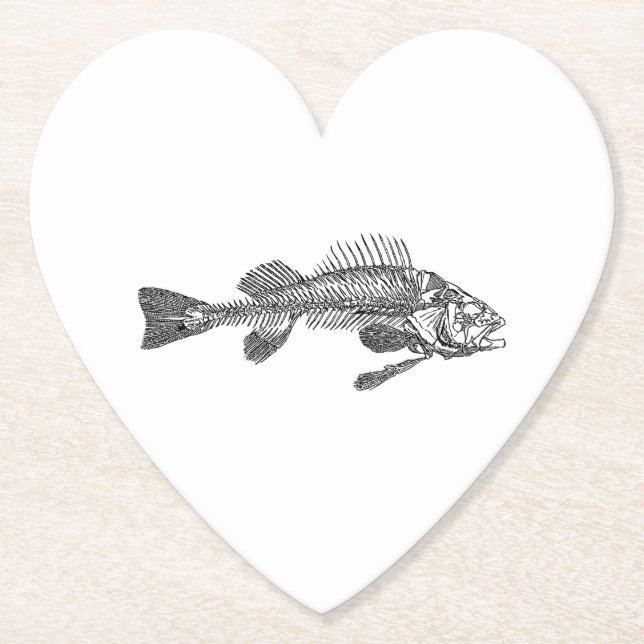 Fish skeleton paper coaster (Front)
