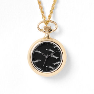 fish skeleton pattern watch
