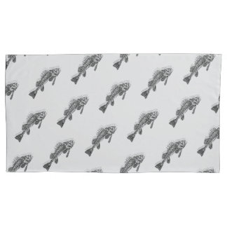 Fish skeleton pillow case