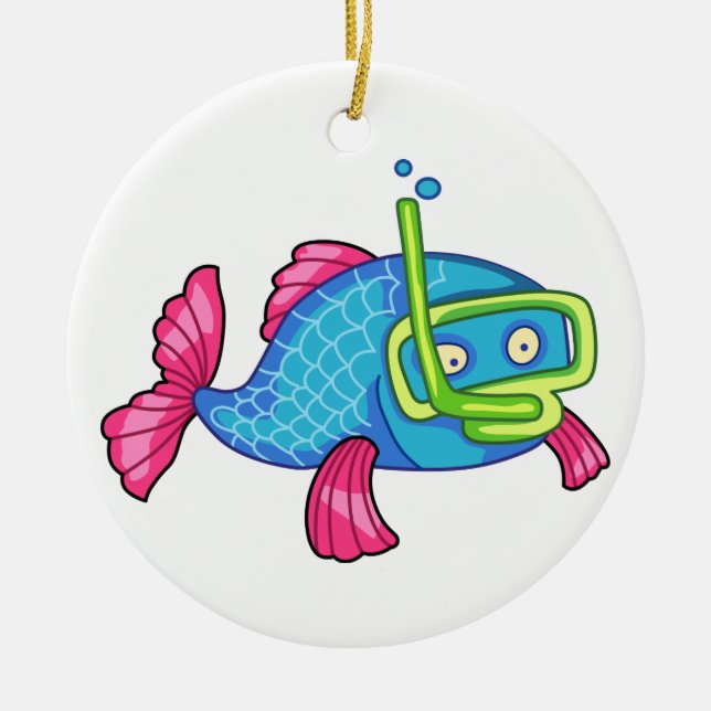 Fish Snorkeling Ceramic Ornament (Front)