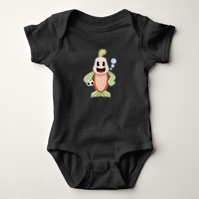 Fish Soccer player Soccer Sports Baby Bodysuit (Front)