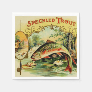 Fish Speckled Trout Fly Fishing Camping Lake River Napkins