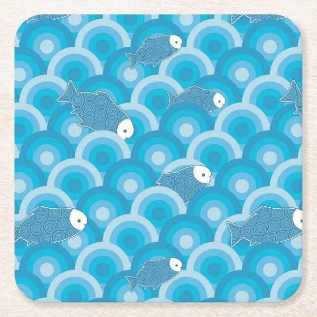 Fish Square Paper Coaster (Front)