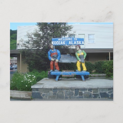 Fish Statue In Kodiak Alaska Postcard