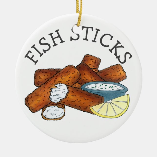 Fish Sticks Fishsticks Fish Fingers Tartar Sauce Ceramic Ornament (Front)
