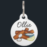 Fish Sticks Fishsticks Fish Fingers Tartar Sauce Pet ID Tag<br><div class="desc">Design features an original illustration of fried fish sticks (fish fingers) served with tartar sauce and a wedge of lemon. This design is also available on other products. Lots of additional food prints are also available from this shop. Don't see what you're looking for? Need help with customization? Contact Rebecca...</div>