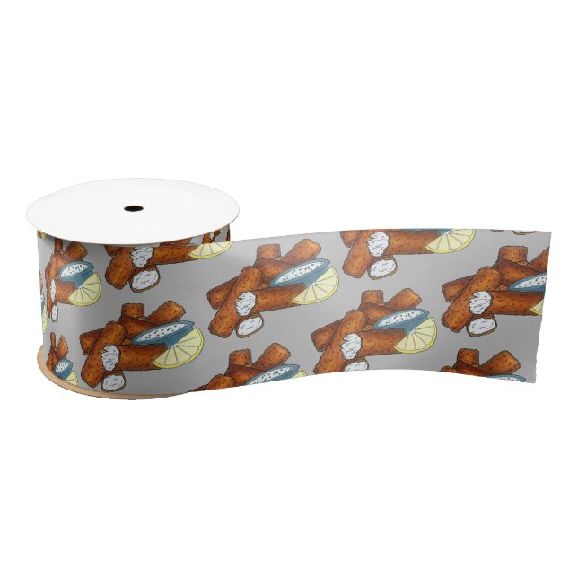 Fish Sticks Fishsticks Fish Fingers Tartar Sauce Satin Ribbon (Spool)