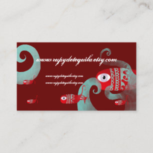 Fish strawberry black coral sea red business card