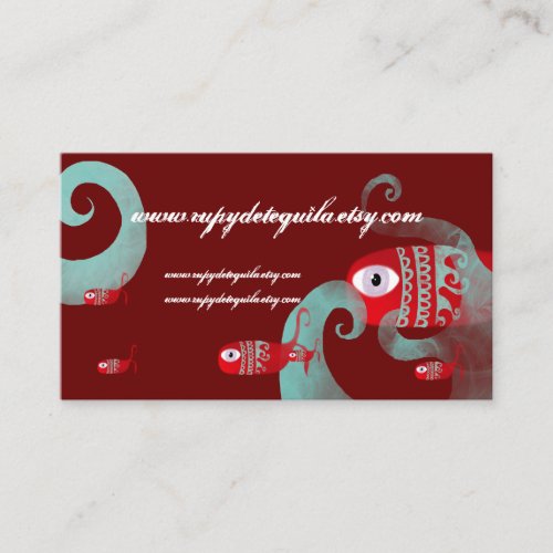 Fish strawberry black coral sea red business card