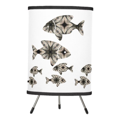  Fish Strip Pattern Fun Cute  Tripod Lamp