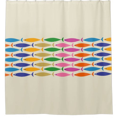 Fish Stripe Colorful Minimalist Mid Century Modern Shower Curtain