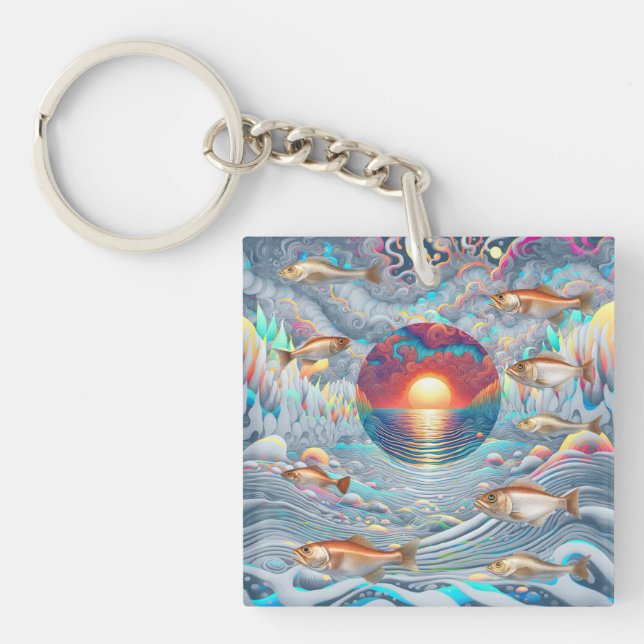 Fish Sunset Keychain (Front)