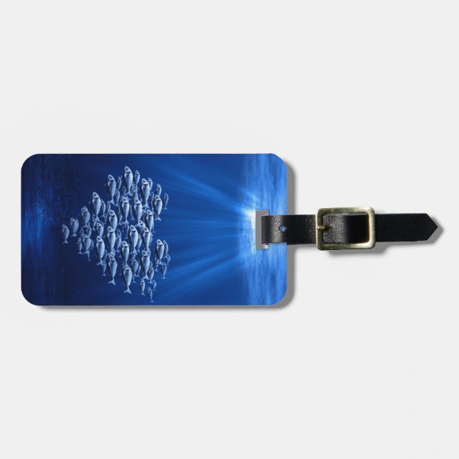 fish swarm under water heart luggage tag (Front Horizontal)