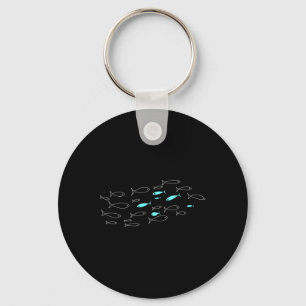 Fish Swim Against The Current In The Sea Fishing A Keychain