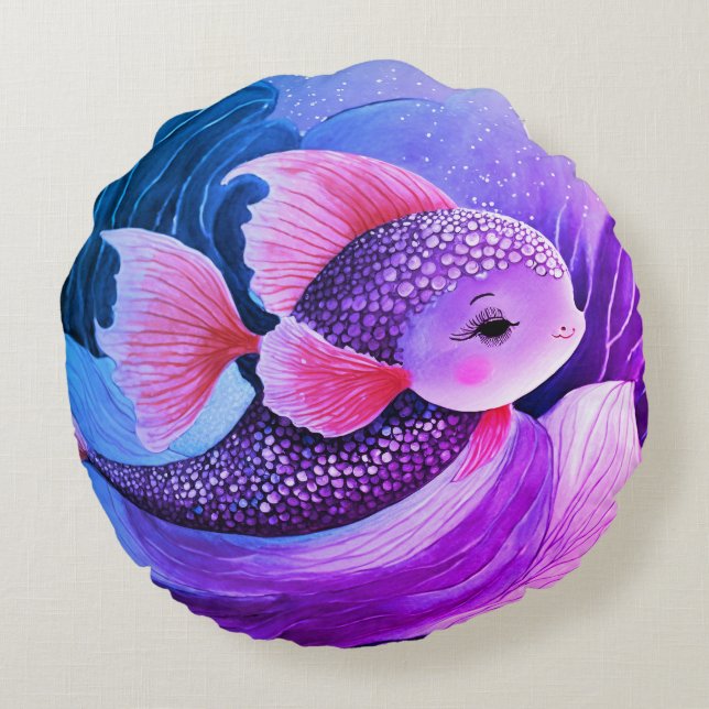 Fish swim round pillow (Back)