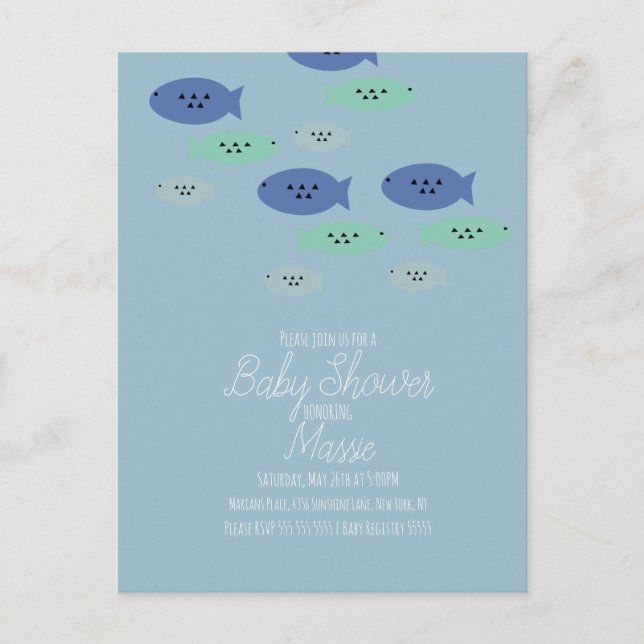 Fish Swimming Aquarium Baby Shower  Postcard (Front)