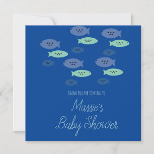 Fish Swimming Aquarium Blue Baby Shower Thank You Card