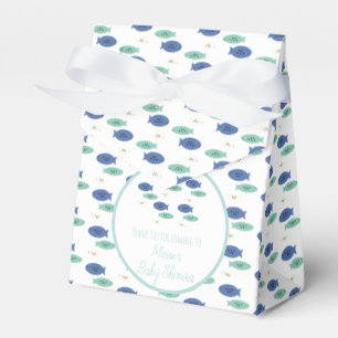 Fish Swimming Blue Baby Shower  Favor Boxes