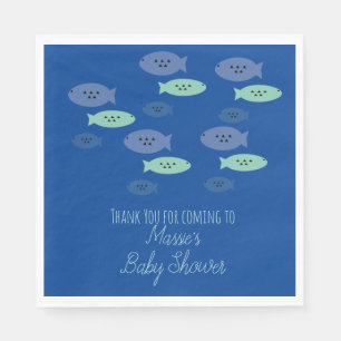 Fish Swimming Blue Baby Shower  Napkins