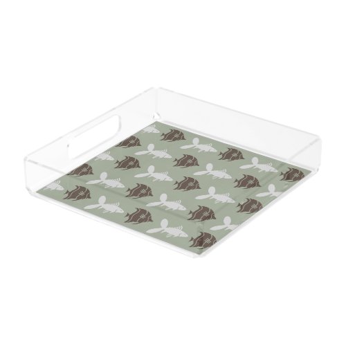 Fish Swimming Graphical Brown Grey on any Color Acrylic Tray