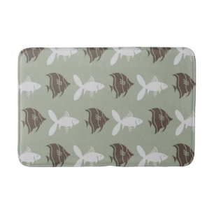 Fish Swimming Graphical Brown Grey on any Color Bathroom Mat