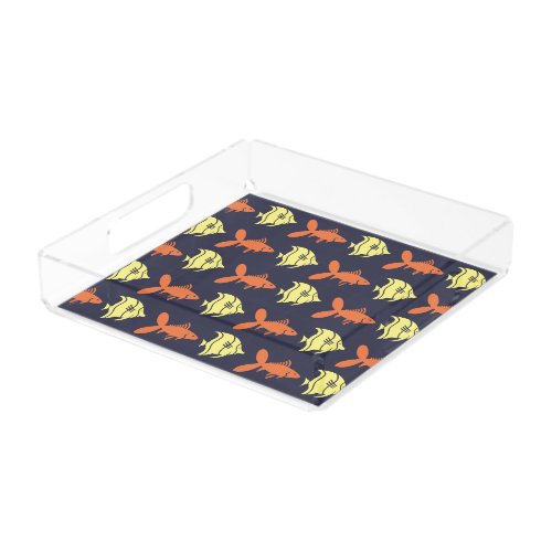 Fish Swimming Graphical Orange Yellow on any Color Acrylic Tray