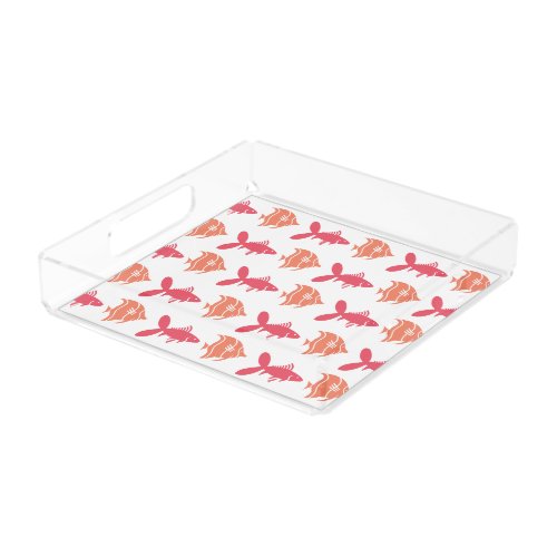 Fish Swimming Graphical Pink Peach on any Color Acrylic Tray