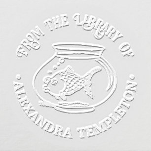 Fish Swimming in Fishbowl Library Book Name Embosser