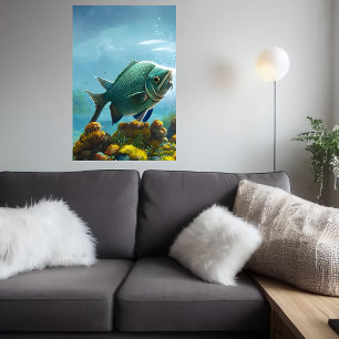 Fish swimming in the sea AI Art Poster