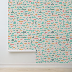 Fish Swimming Nautical Beach Sea Life Pattern Wallpaper