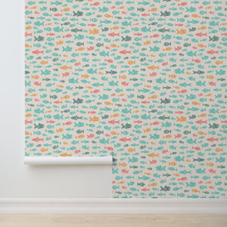 Fish Swimming Nautical Beach Sea Life Pattern Wallpaper