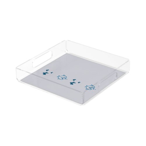 Fish Swimming Pirahnas Graphical Blue on any Color Acrylic Tray