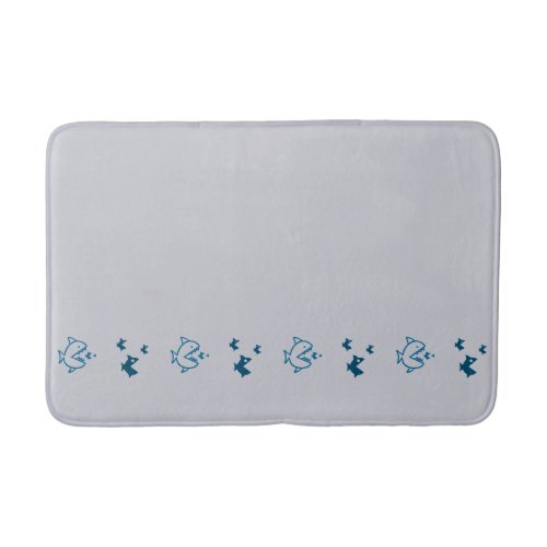 Fish Swimming Pirahnas Graphical Blue on any Color Bath Mat