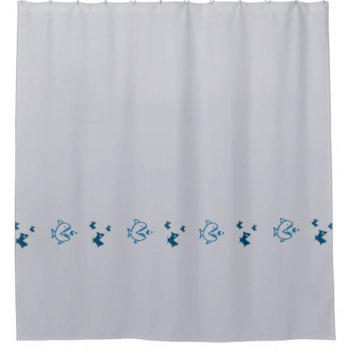 Fish Swimming Pirahnas Graphical Blue on any Color Shower Curtain