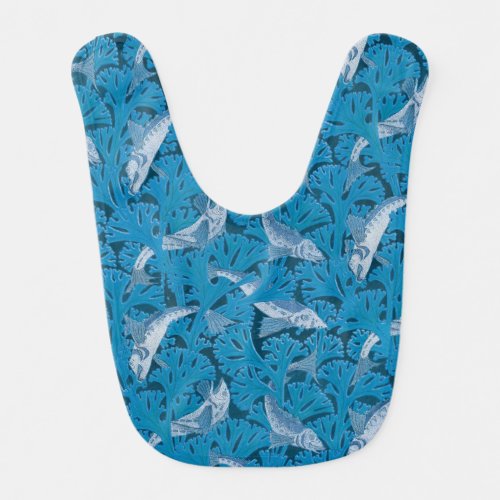 Fish Swimming Seaweed Coral Blue Vintage Classic Baby Bib