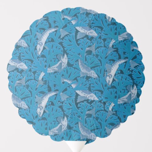 Fish Swimming Seaweed Coral Blue Vintage Classic Balloon