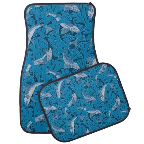 Fish Swimming Seaweed Coral Blue Vintage Classic Car Floor Mat