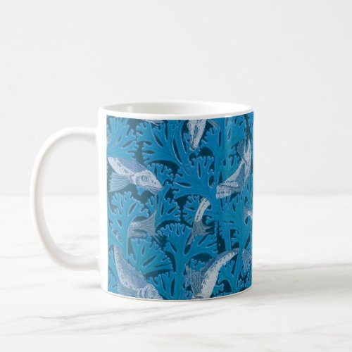 Fish Swimming Seaweed Coral Blue Vintage Classic Coffee Mug