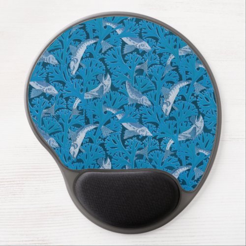 Fish Swimming Seaweed Coral Blue Vintage Classic Gel Mouse Pad