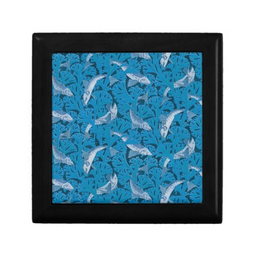 Fish Swimming Seaweed Coral Blue Vintage Classic Gift Box