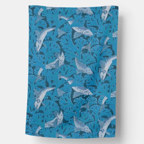 Fish Swimming Seaweed Coral Blue Vintage Classic House Flag