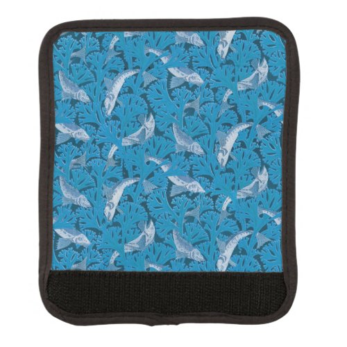 Fish Swimming Seaweed Coral Blue Vintage Classic Luggage Handle Wrap